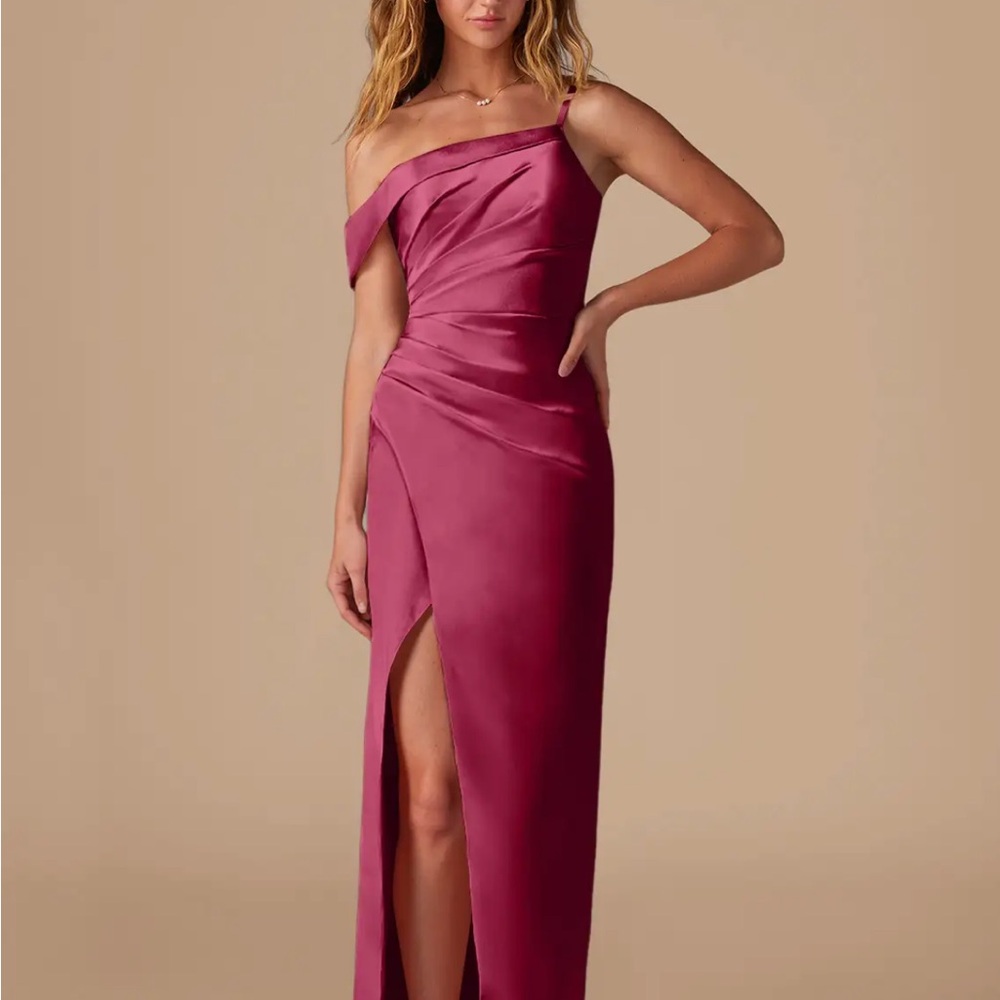 One Shoulder Cabernet Color Elegant Lia Azazie Dress